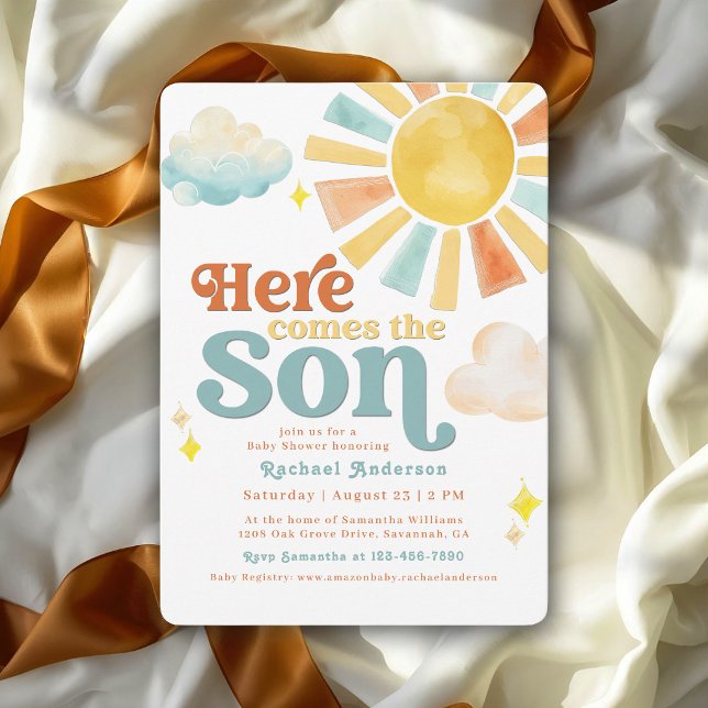 Invitation Fête de Bébé Rayons de Soleil Voici le Fils Capric (Créateur téléchargé)