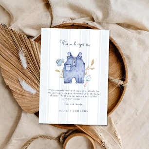 Invitation Fête de Bébé Rayures Bleu Jean Moderne