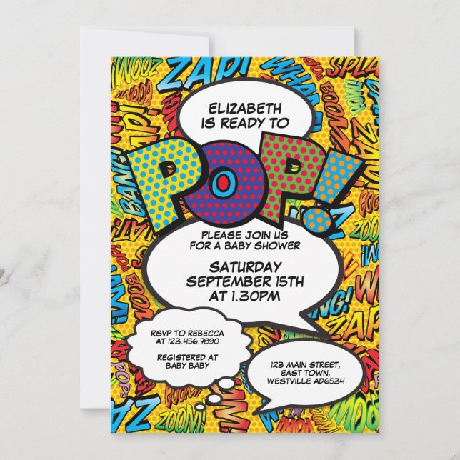 Invitation Fête de bébé Ready to Pop Bande dessinée drôle (Devant)