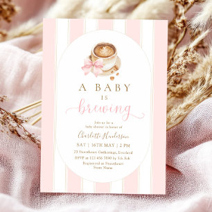 Invitation Fête de bébé rose est en train de brasser