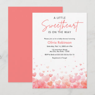 Invitation Fête de bébé Rose et Rouge Un Petit Chéri