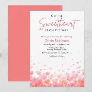 Invitation Fête de bébé Rose et Rouge Un Petit Chéri 