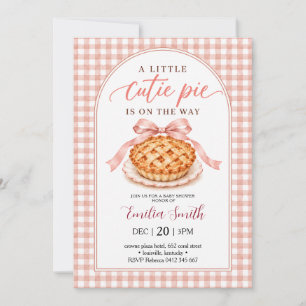 Invitation Fête de Bébé Rose Gingham Arc Tendresse