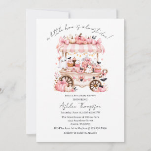 Invitation Fête de bébé rose Little Boo presque arrivée aquar