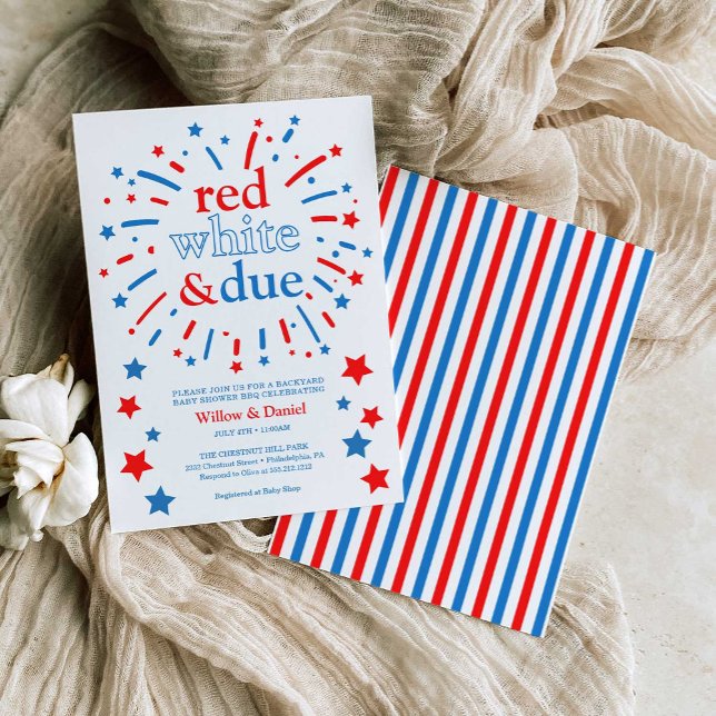 Invitation Fête de bébé Rouge Blanc et À Venir (Créateur téléchargé)