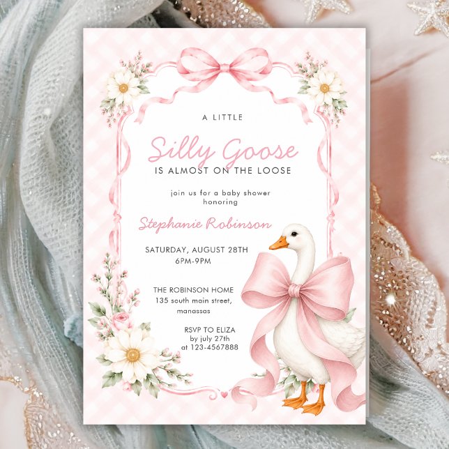 Invitation Fête de Bébé Ruban à l'Anglaise Rose de la Sotte O (Créateur téléchargé)