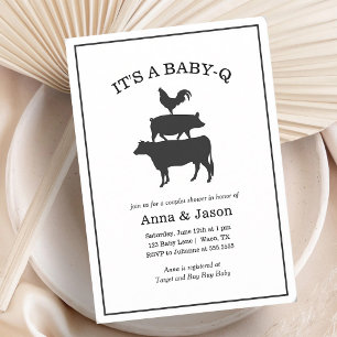 Invitation Fête de Bébé Rustique Q à Carreaux Rouges pour Cou