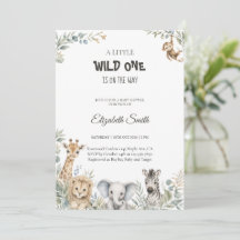 Fête de bébé Safari Animaux & Verdure à l'aquarell