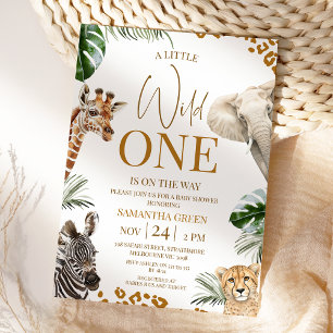 Invitation Fête de bébé Safari Guépard Brun Wild One