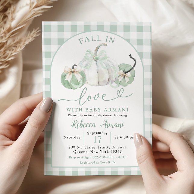 Invitation Fête de bébé sage verte préparatoire à l'amour de  (Créateur téléchargé)