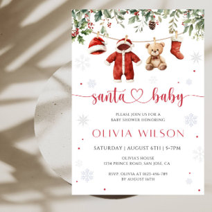 Invitation Fête de Bébé Santa pour Baby Shower