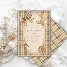 Fête de bébé 'Serving up Love' thème plaid marron