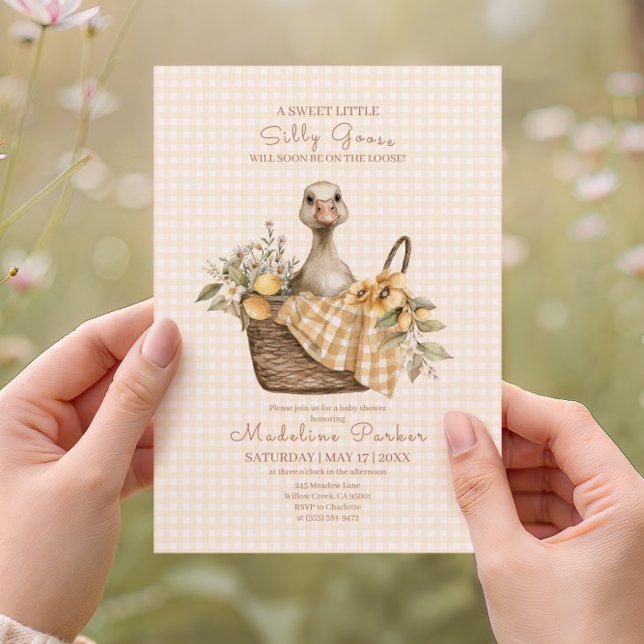 Invitation Fête de bébé Silly Goose Lemon (Créateur téléchargé)