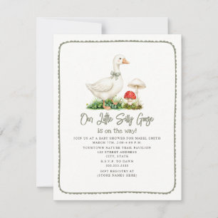 Invitation Fête de bébé Silly Goose Mushroom Sage Green