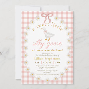 Invitation Fête de Bébé Silly Goose Rose Ruban Dentelle à Car