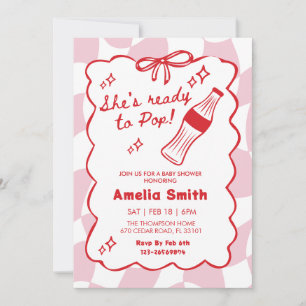 Invitation Fête de bébé soda rose Elle est prête à éclater