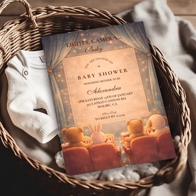 Invitation Fête de bébé soirée cinéma à la maison (Créateur téléchargé)