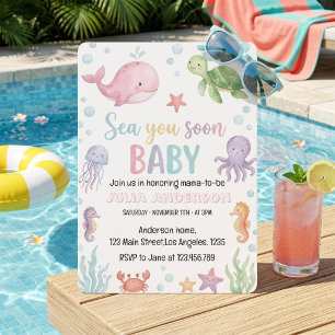 Invitation Fête de Bébé Sous l'Océan à l'Aquarelle