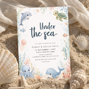 Invitation Fête de Bébé Sous l'Océan Animaux Marins