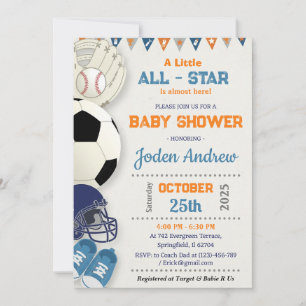 Invitation Fête de bébé sportive Little All-Star personnelle