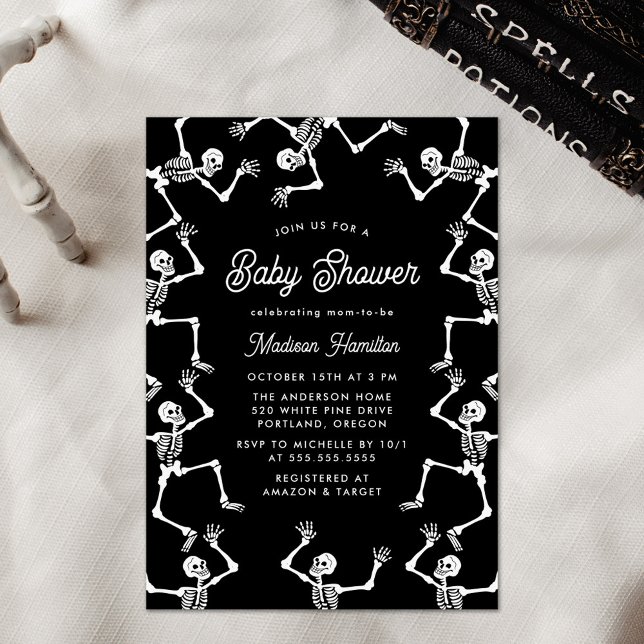 Invitation Fête de bébé squelettes dansants effrayants (Créateur téléchargé)