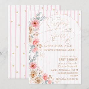 Invitation Fête de bébé sucre et épices à l'aquarelle florale