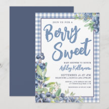 Fête de Bébé Sucrée aux Myrtilles à Carreaux Bleus