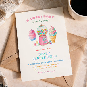 Invitation Fête de bébé sucrée colorée est en route