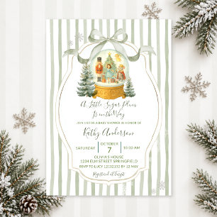 Invitation Fête de bébé Sugar Plum Noël Vert Hiver