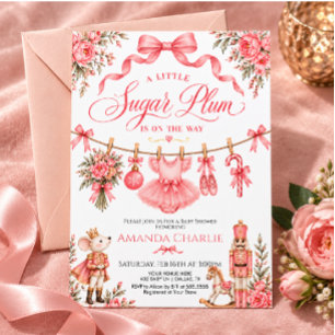 Invitation Fête de bébé Sugar Plum Nutcracker Clothesline Gir