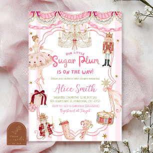Invitation Fête de bébé Sugarplum rayures fantaisie