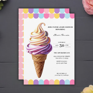 Invitation Fête de Bébé sur le thème de la glace pastel color