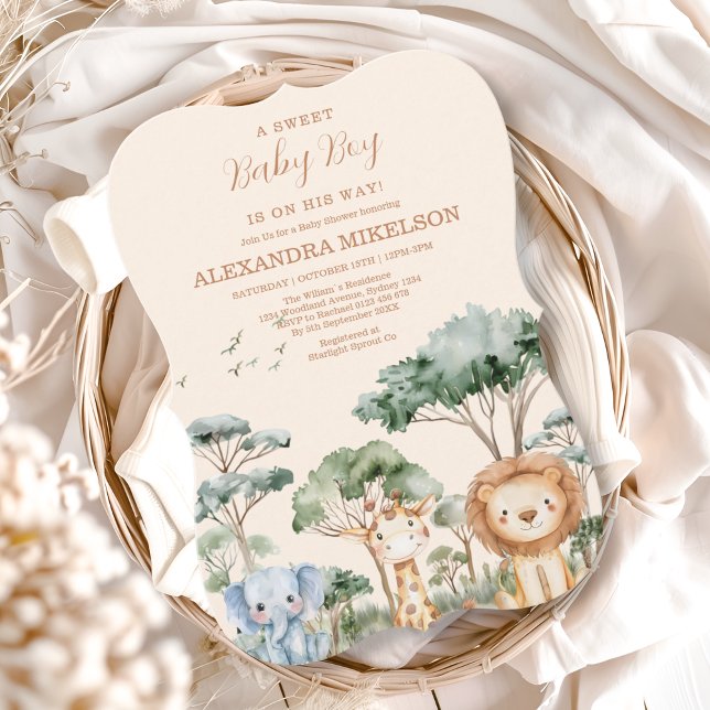 Invitation Fête de bébé sur le thème de la jungle mignonne (Créateur téléchargé)