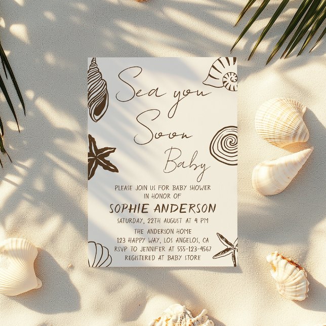 Invitation Fête de Bébé sur le thème de la Mer Bientôt Bébé s (Créateur téléchargé)