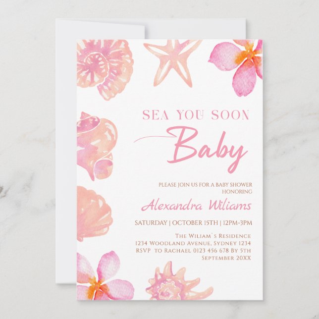 Invitation Fête de bébé sur le thème de la plage en été (Devant)