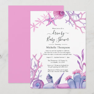 Invitation Fête de bébé sur le thème de l'océan à l'aquarelle