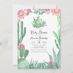 Invitation Fête de bébé sur le thème des cactus du désert