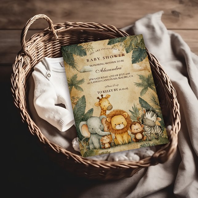 Invitation Fête de Bébé sur le thème des Créatures de la Forê (Créateur téléchargé)