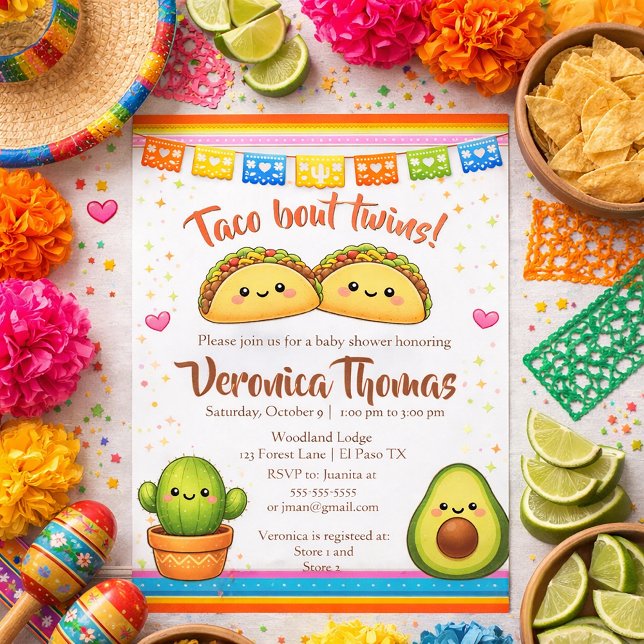 Invitation Fête de bébé sur le thème des jumeaux Tacos (Créateur téléchargé)