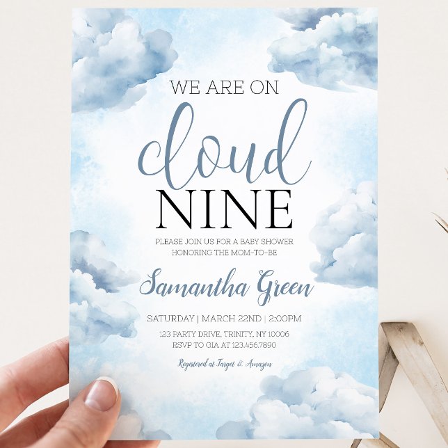 Invitation Fête de bébé sur un nuage 9 (Créateur téléchargé)