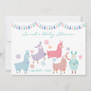 Invitation Fête de bébé surprise avec des lamas dansants