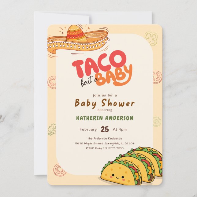 Invitation Fête de Bébé Taco de Genre Neutre (Devant)