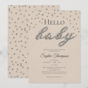 Invitation Fête de Bébé Tendance Étincelante et Mixte