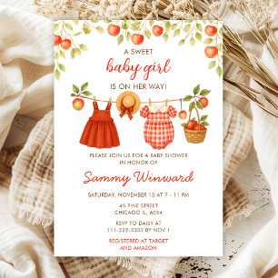 Invitation Fête de bébé tenue de ligne de pomme automne