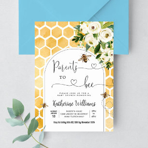 Invitation Fête de Bébé Thème Abeille à Miel Parents To Bee