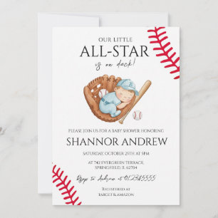 Invitation Fête de bébé thème baseball Little Slugger