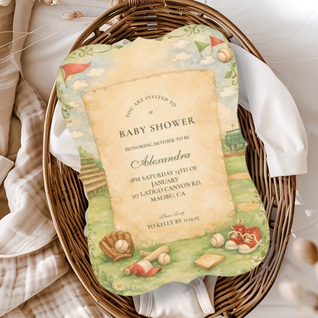 Invitation Fête de bébé thème baseball vintage (Créateur téléchargé)