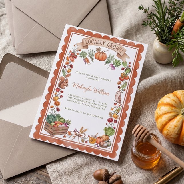 Invitation Fête de Bébé Thème Citrouille Rustique de l'Automn (Créateur téléchargé)