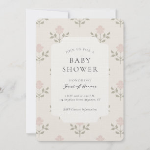 Invitation Fête de bébé thème Iris Bloqué Imprimé Floral Vint