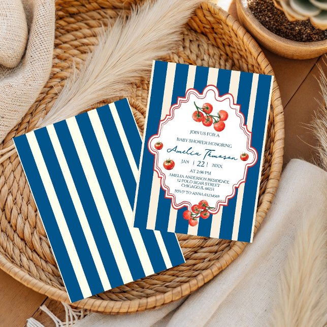 Invitation Fête de Bébé Tomate Thème Italien (Créateur téléchargé)